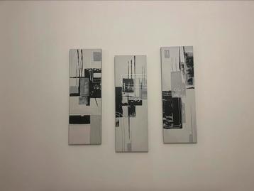 3 abstracte schilderijen die 1 geheel vormen beschikbaar voor biedingen