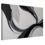 Minimal art zwart wit canvas 60x40cm - 18mm., Antiek en Kunst, Verzenden