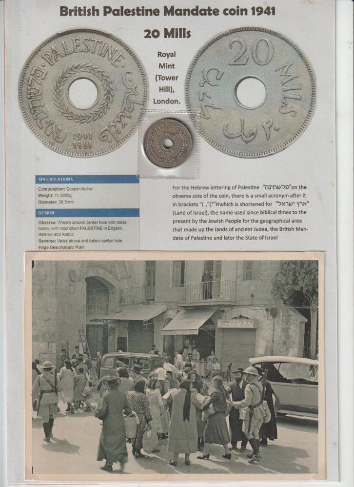 Palestina munt 20 Mils 1941 & foto's, Verzamelen, Militaria | Tweede Wereldoorlog, Overige soorten, Foto of Poster, Verzenden
