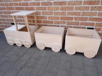 nieuw grote houten trein met opberg kisten uit eigen atel 1. beschikbaar voor biedingen