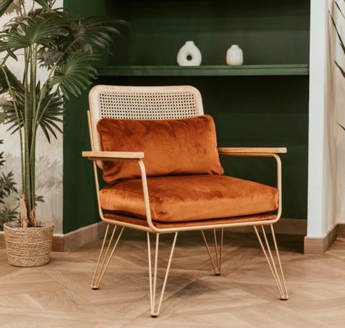 Warme fluwelen fauteuil – Maison du Monde – Topstaat, Huis en Inrichting, Fauteuils, Zo goed als nieuw, Ophalen of Verzenden