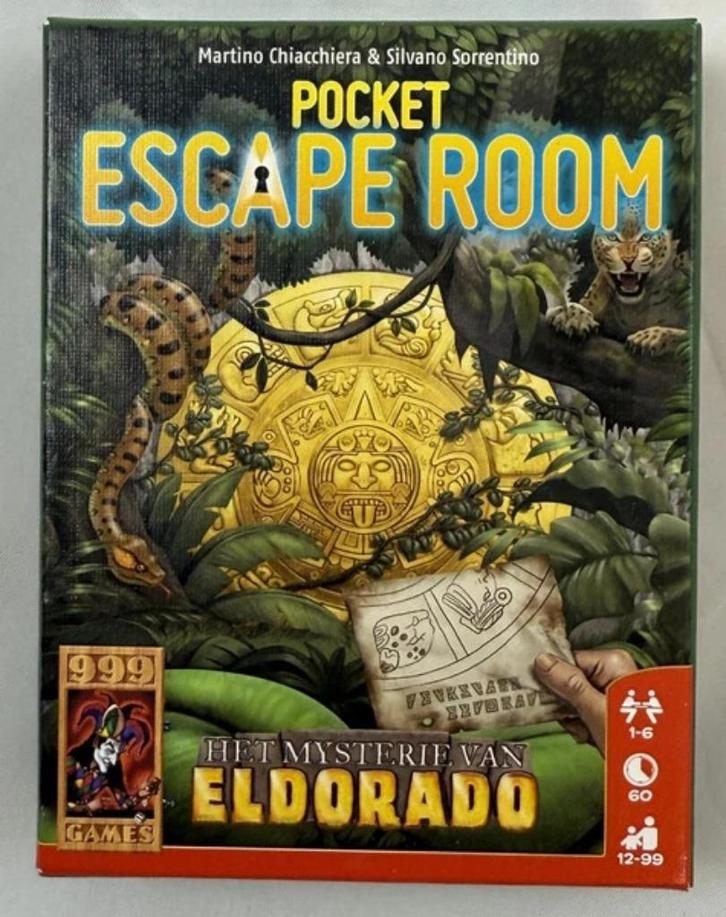 999 Games Pocket Escape Room Eldorado spel compleet, Hobby en Vrije tijd, Gezelschapsspellen | Bordspellen, Zo goed als nieuw