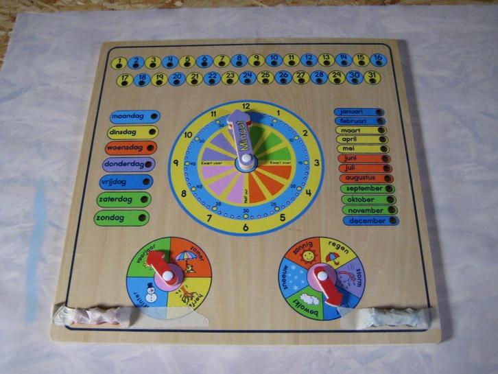 Houten kalenderklok - Charl's Toys, Kinderen en Baby's, Speelgoed | Educatief en Creatief, Nieuw, Ontdekken, Ophalen