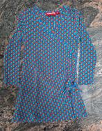 Mt 98 Blauwe jurk lange mouwen rood gele bloemen, Meisje, Gebruikt, Ophalen of Verzenden, Jurk of Rok