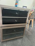 2 nachtkastjes met 2 lades gespiegeld, Huis en Inrichting, Kasten | Ladekasten, Ophalen, Minder dan 50 cm, 1 of 2 laden, Wenge