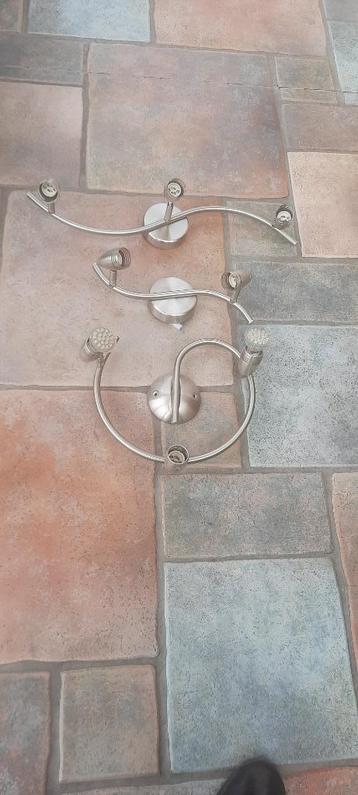 3 plafond lichtarmaturen inox beschikbaar voor biedingen