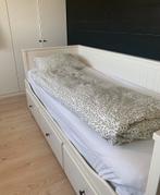 Uitschuifbaar éénpersoonsbed incl. 2 matrassen, Huis en Inrichting, Slaapkamer | Bedden, Ophalen, Eenpersoons, Wit, 80 cm