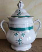 BOCH La Louvière Suikerpot groene bloemen & vergulding 1880, Antiek en Kunst, Ophalen of Verzenden