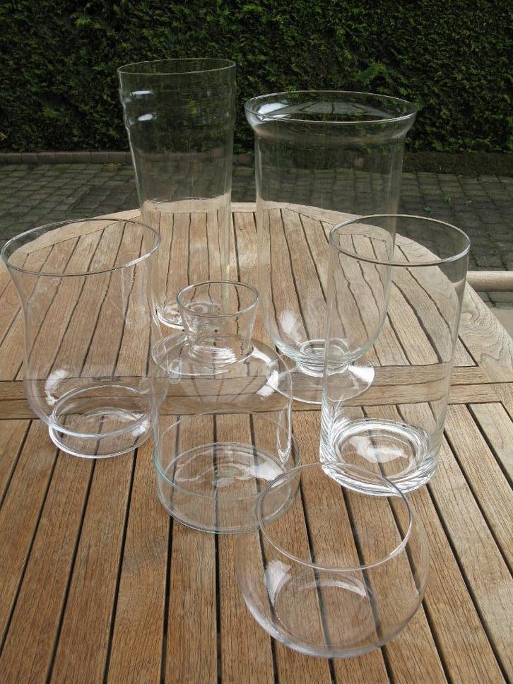 Windlichten of vazen in glas Groot model KOOPJE, Huis en Inrichting, Woonaccessoires | Vazen, Zo goed als nieuw, Glas, Ophalen