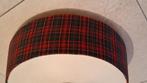 Vintage stoffen hanglamp, schotse ruit motief, Huis en Inrichting, Ophalen, Gebruikt, Stof, Retro vintage schotse ruit rood