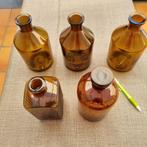 5 Bruine antieke apothekersflessen, Ophalen