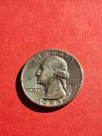 1953 D USA quarter dollar in zilver Washington Denver, Zilver, Losse munt, Verzenden, Noord-Amerika