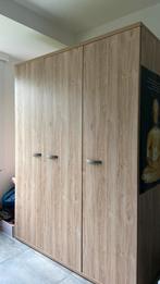 3 deurs kleerkast naturel / grijswit gelamineerd houtlook, 100 tot 150 cm, Grenenhout, 150 tot 200 cm, 50 tot 75 cm