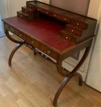 Art deco secretaire hout met leer en fijne schuifjes, Ophalen