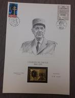 Lithographie de Charle de Gaulle , tirage limité avec timbre, Collections, Enlèvement ou Envoi