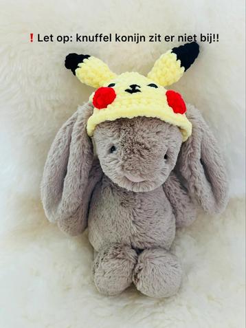 Gehaakt pikachu hoedje voor medium jellycat beschikbaar voor biedingen