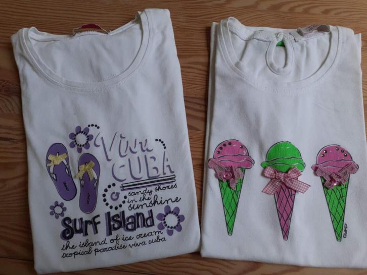 Maat 152 - Gymp - set van 2x witte T-shirt, Kinderen en Baby's, Kinderkleding | Maat 152, Zo goed als nieuw, Meisje, Shirt of Longsleeve