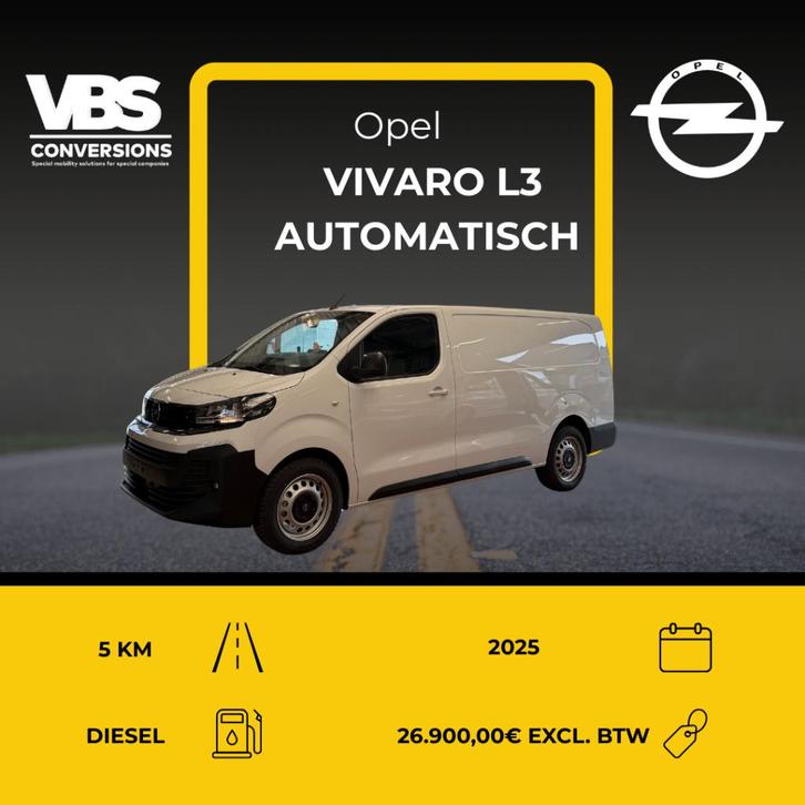 Opel Vivaro L3 Automatisch, Auto's, Bestelwagens en Lichte vracht, Bedrijf, Te koop, 360° camera, Achteruitrijcamera, Airbags