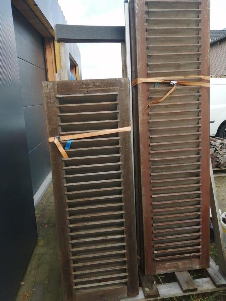 raamluiken hardhout  'Franse luiken', Doe-het-zelf en Bouw, Raamkozijnen en Schuifdeuren, Nieuw, Overige typen, Hout, 75 tot 150 cm