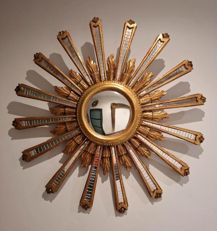 Miroir soleil XXL 85cm verre convexe, Antiek en Kunst, Antiek | Spiegels