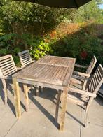 Teaktafel en 4 stoelen, Ophalen, Gebruikt, Hout