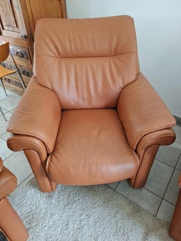 Salon entièrement en cuir de couleur cognac, Comme neuf, Enlèvement, Cuir, Autres dimensions