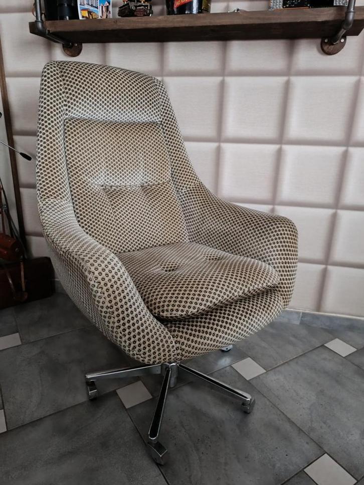Fauteuil vintage pivotant sur roulettes space age, Huis en Inrichting, Fauteuils, Zo goed als nieuw, Ophalen of Verzenden