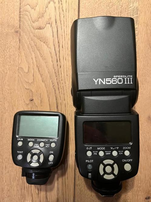Yongnuo Speedlite YN560 III Flash + YN560-TX II Trigger, Audio, Tv en Foto, Foto | Flitsers, Zo goed als nieuw, Canon, Kantelbaar