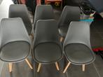 Eetkamerstoelen - set van 6 - grijs met zitvulling Kuipstoel, Huis en Inrichting, Ophalen, Zo goed als nieuw, Grijs