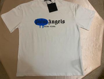 Palm Angels T-Shirt “New York” Wit/Blauw beschikbaar voor biedingen