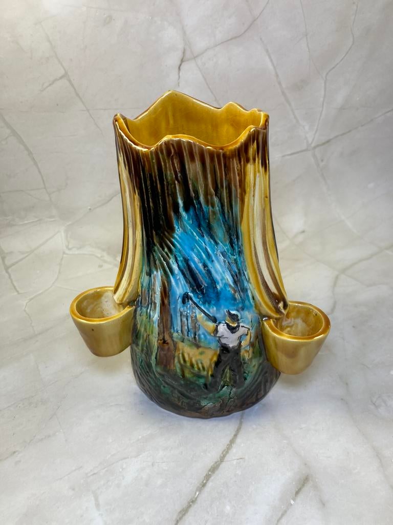 Vase en céramique majolique style Art Nouveau, Enlèvement ou Envoi
