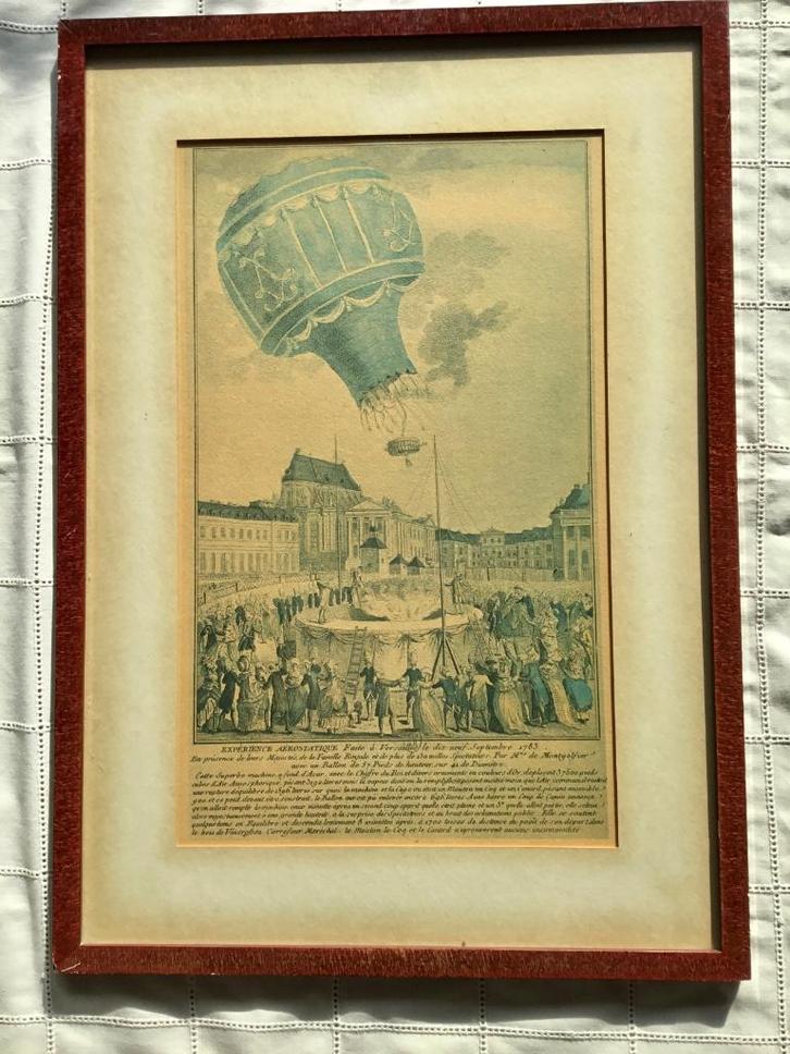 Ancienne lithographie Premier vol aérostatique de l'Histoire, Antiquités & Art, Art | Lithographies & Sérigraphies, Enlèvement
