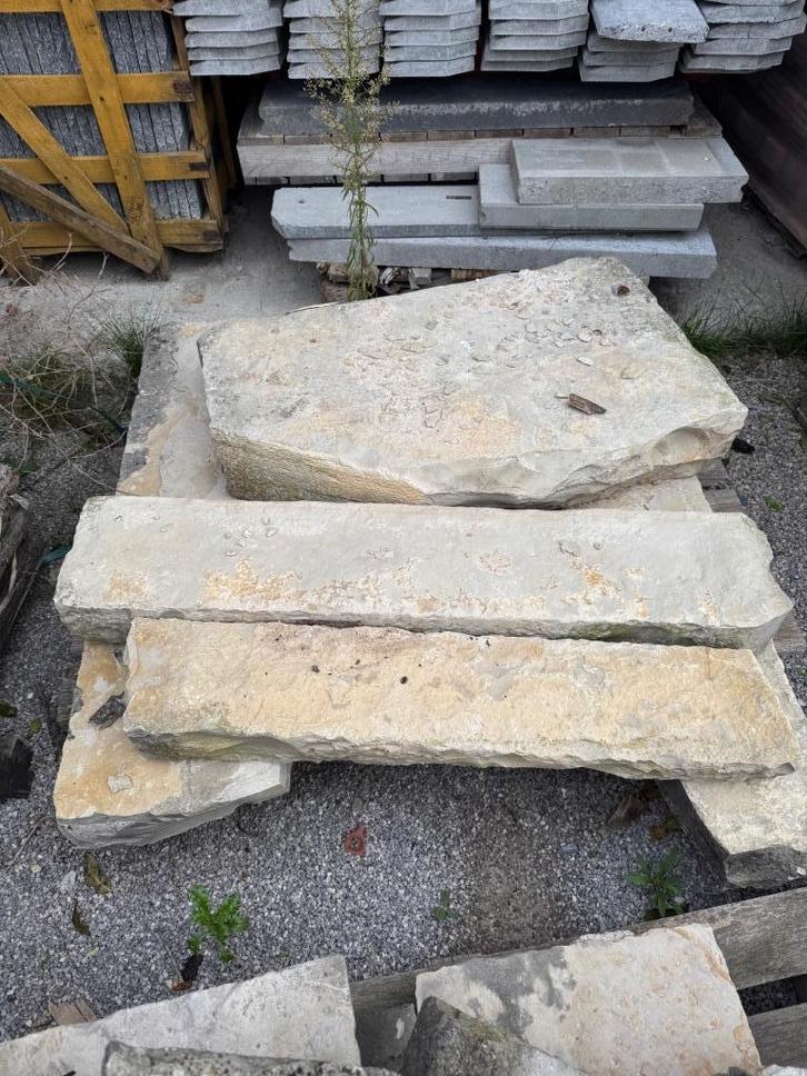 Stapstenen oude dorpels kleur wit, Tuin en Terras, Tegels en Klinkers, Gebruikt, Overige typen, Natuursteen, 5 tot 10 m², Ophalen