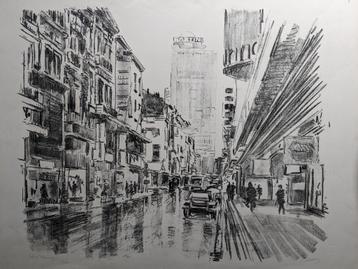 Lithographie bruxelloise - signée de manière illisible