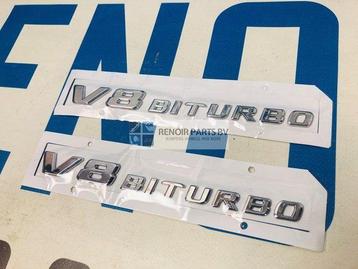V8 BITURBO C63 E63 AMG Zijscherm CHROME Embleem L+R MERCEDES beschikbaar voor biedingen