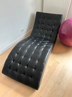 Zwarte lederen zetel - therapeutische sofa, Gebruikt, Leer, Ophalen