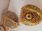 Lanterne marocaine en laiton ajouré vitraux colorés, Ophalen of Verzenden