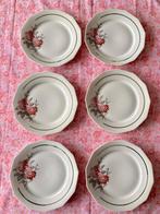 S6 assiettes à dessert limosa décor rose et liseré argenté, Enlèvement ou Envoi