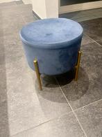 Velvet Poefje Blauw Gouden Pootjes, Enlèvement, Comme neuf, Rond, Tissus