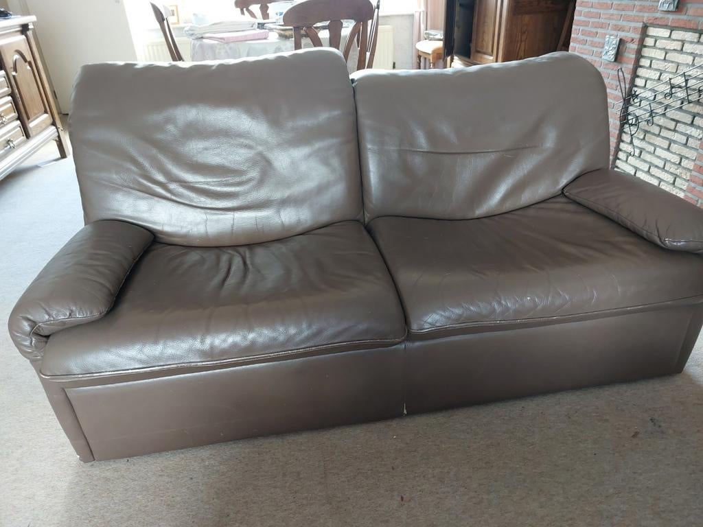 Lederen zetel met plooibare hoofdsteunen, Ophalen, Gebruikt, 150 tot 200 cm, Rechte bank