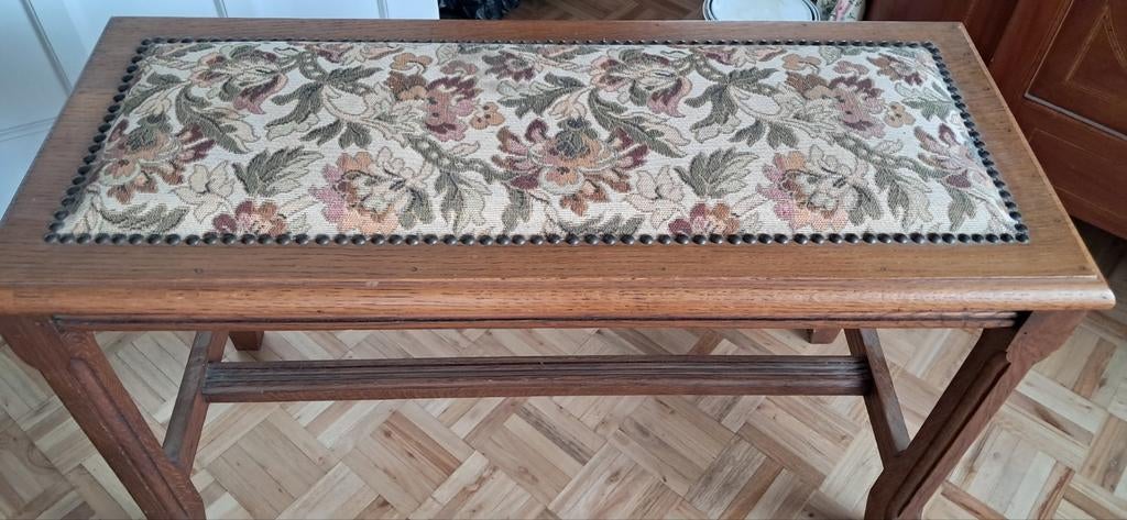 Banquette en chêne, assise rembourrée à motif floral., Maison & Meubles, Enlèvement, Chêne