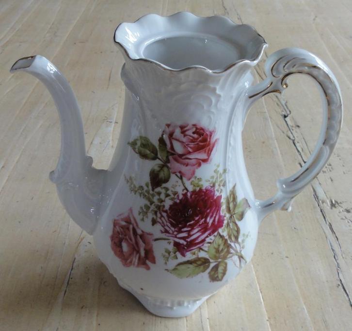 Oude Franse brocante koffiepot, rozen, leuk als vaas, Antiek en Kunst, Ophalen of Verzenden