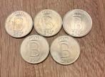 5 stuks Zilveren 250 Frank, Postzegels en Munten, Setje, Zilver, België, Overige waardes