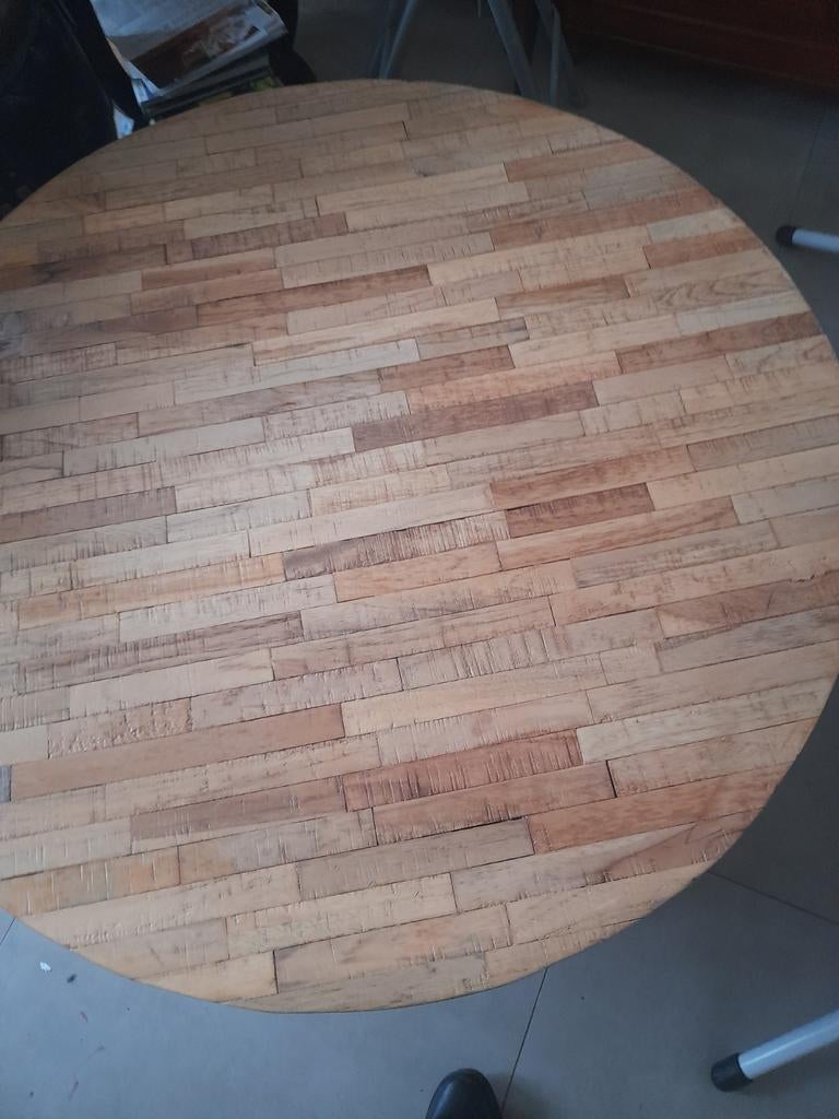 Belle table ronde lattes bois, Jardin & Terrasse, Enlèvement, Bois