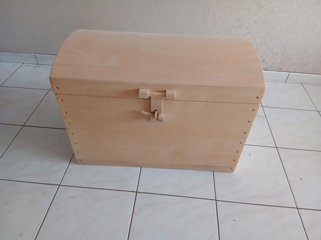 Boîte en bois de pin avec couvercle à charnière, Maison & Meubles, 50 à 100 cm, Enlèvement, Utilisé, Moins de 50 cm