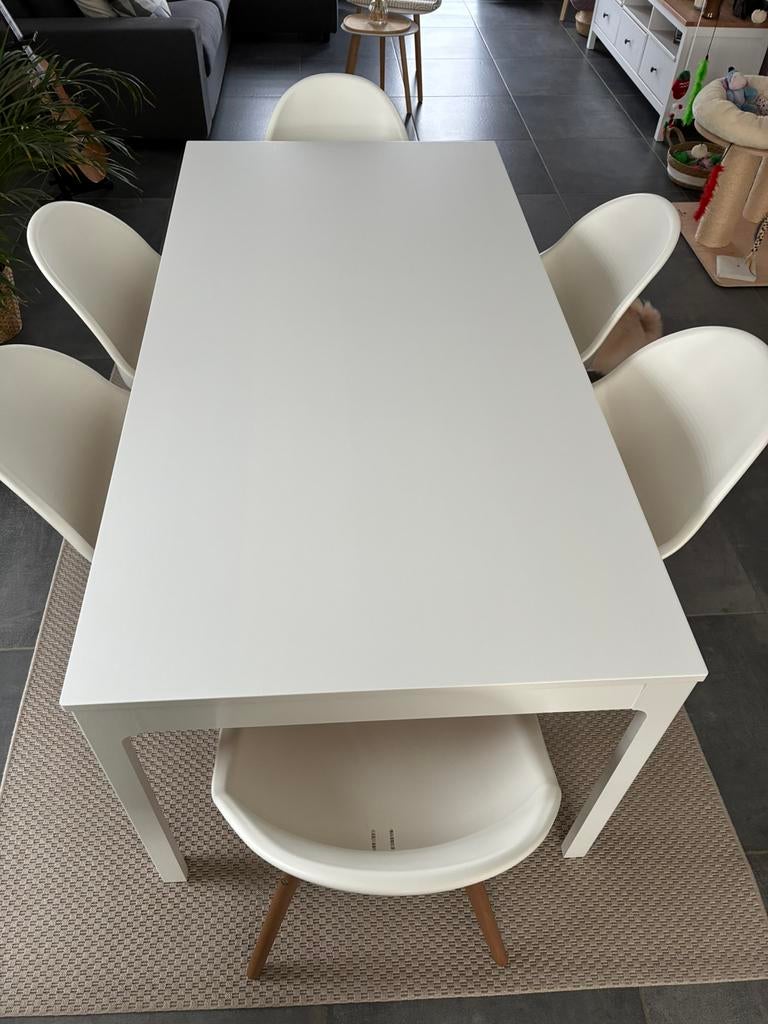 1 table + 6 chaises à vendre, Enlèvement, Comme neuf, Rectangulaire