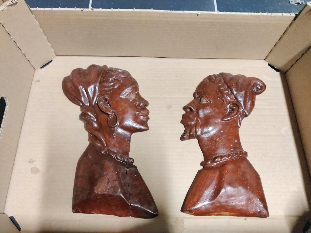 Afrikaanse houten beelden, Antiek en Kunst, Kunst | Beelden en Houtsnijwerken, Ophalen, Hout, Houtsnijwerk, Man