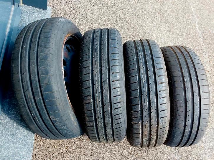 4 pneus été 185/60-15 avec des jantes Opel Corsa, Auto-onderdelen, Banden en Velgen, Banden en Velgen, Zomerbanden, 15 inch, 185 mm