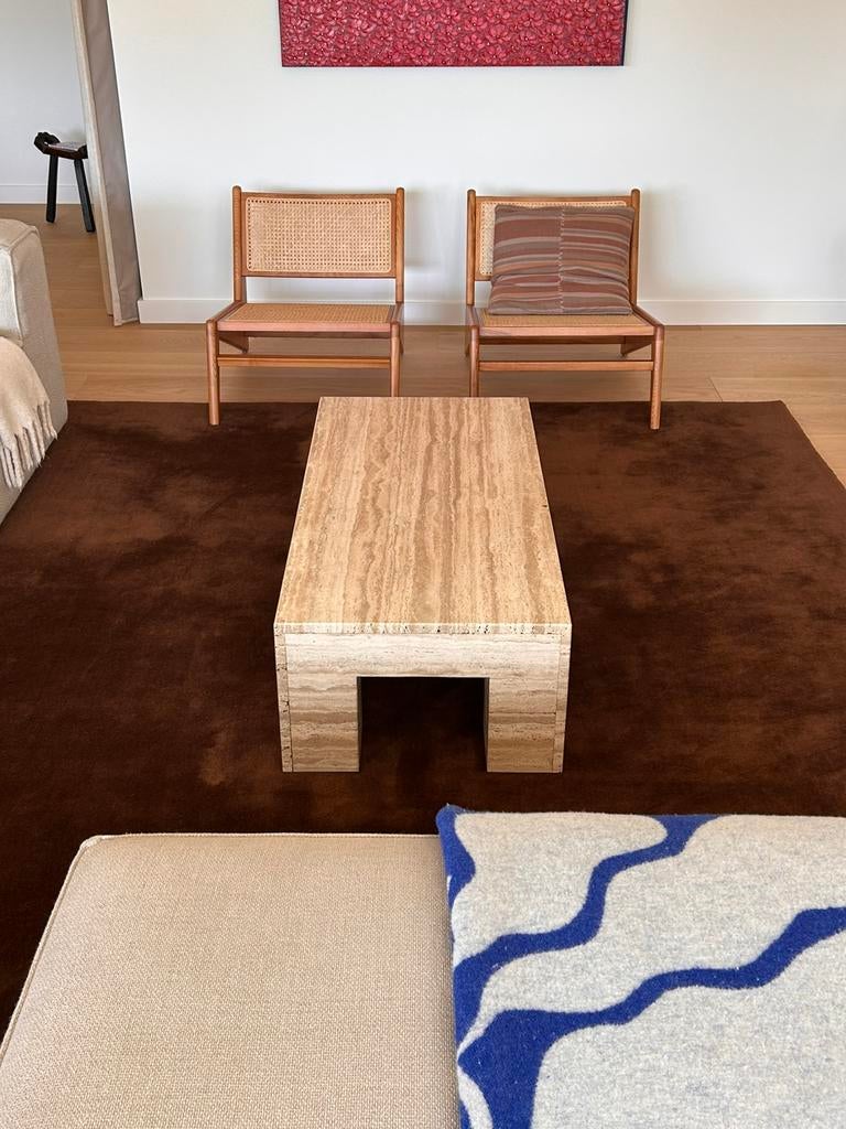 Vintage design salontafel, travertine, Italië 1980s, Huis en Inrichting, Ophalen, Overige materialen, Gebruikt, 100 tot 150 cm