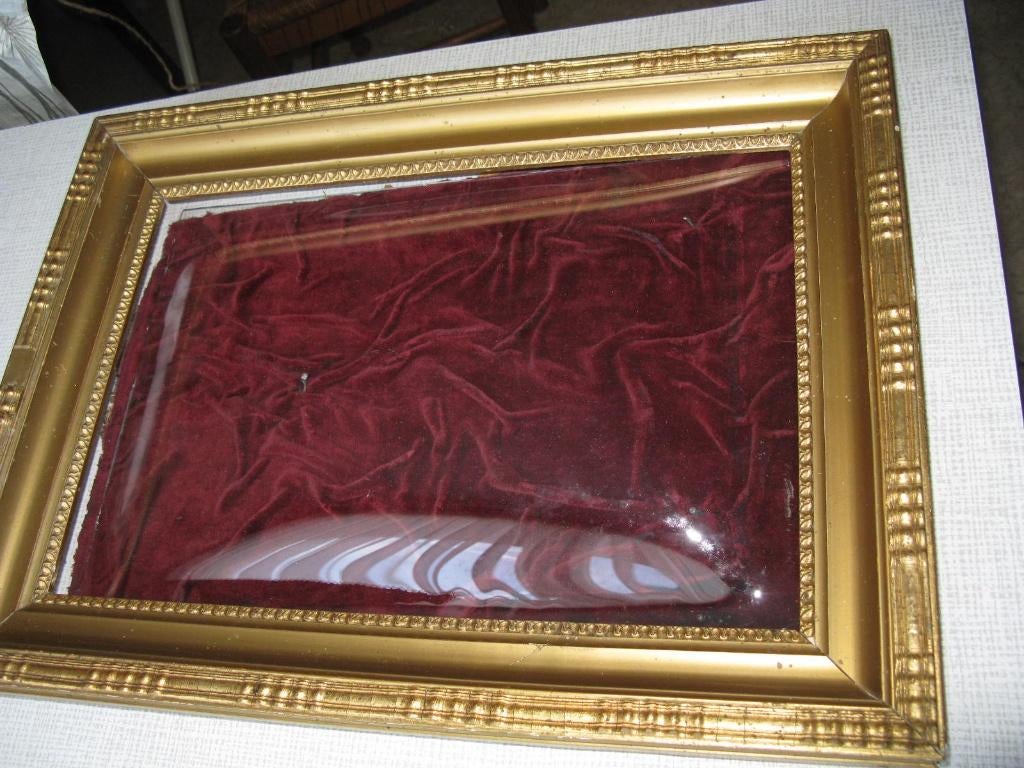 glazen globe met rode velours en kader, Antiek en Kunst, Ophalen of Verzenden